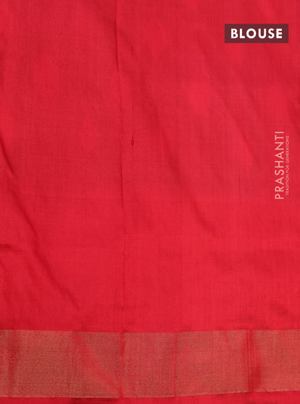 Pochampally silk saree dual shade of cs blue and red with allover ikat butta weaves and zari woven border