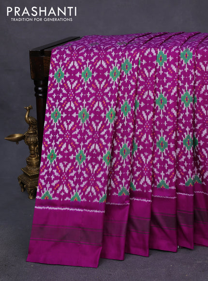 Pochampally silk saree purple with allover ikat weaves and simple border