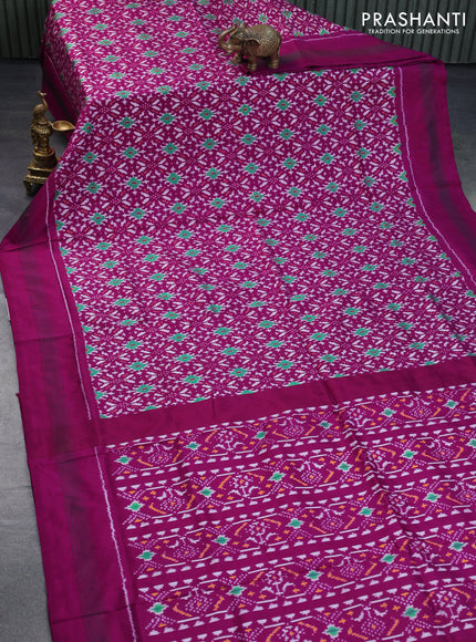 Pochampally silk saree purple with allover ikat weaves and simple border