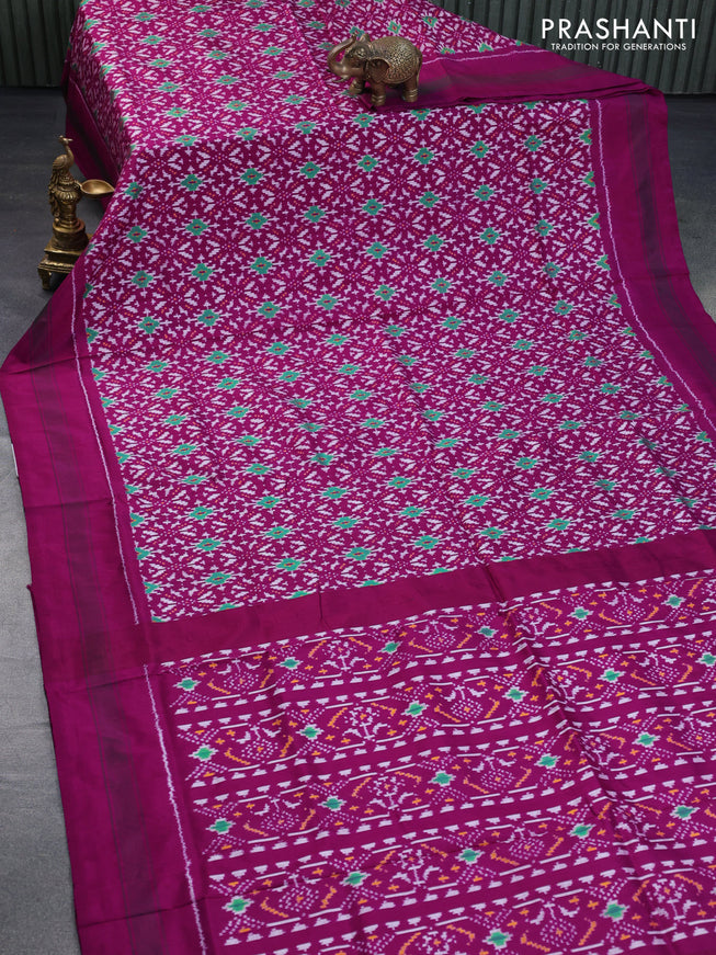 Pochampally silk saree purple with allover ikat weaves and simple border