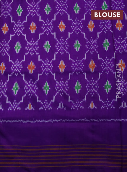 Pochampally silk saree magenta pink and violet with allover ikat weaves and long ikat woven border