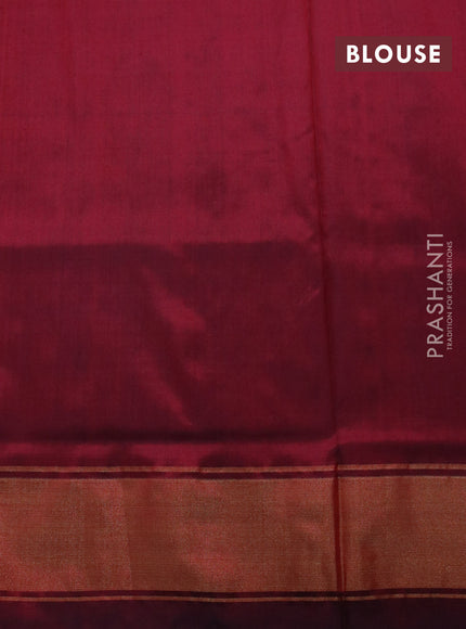 Pochampally silk saree dark green and maroon with allover ikat weaves and zari woven border