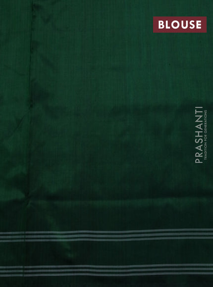 Pochampally silk saree dark green with allover ikat weaves and simple rettapet border