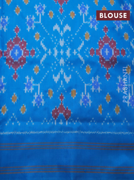 Pochampally silk saree black and cs blue with allover ikat weaves and simple rettapet border