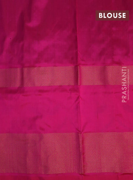 Pochampally silk saree blue and pink with allover ikat weaves and long ikat woven zari border