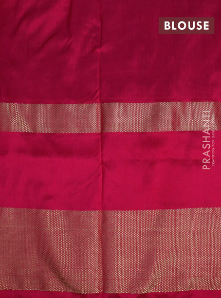 Pochampally silk saree blue and pink with allover ikat weaves and long ikat woven zari border