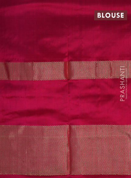 Pochampally silk saree deep wine shade and pink with allover ikat weaves and long zari woven ikat style border