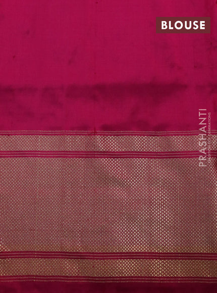 Pochampally silk saree deep wine shade and pink with allover ikat weaves and long zari woven border