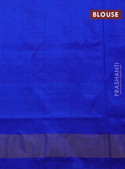 Pochampally silk saree cs blue and royal blue with allover ikat weaves and ikat woven zari border