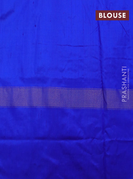 Pochampally silk saree cs blue and royal blue with allover ikat butta weaves and zari woven ikat style border