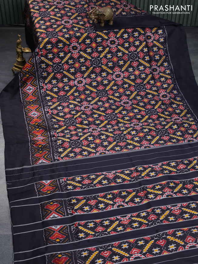 Pochampally silk saree deep jamun shade with allover ikat weaves and simple border