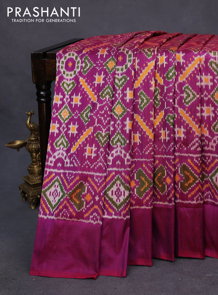 Pochampally silk saree purple with allover ikat weaves and simple border