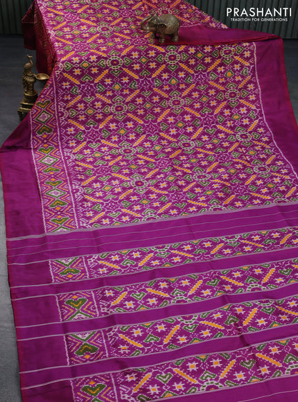 Pochampally silk saree purple with allover ikat weaves and simple border