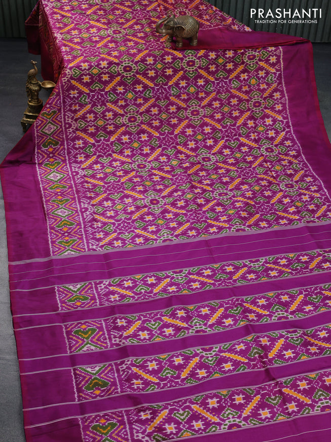 Pochampally silk saree purple with allover ikat weaves and simple border