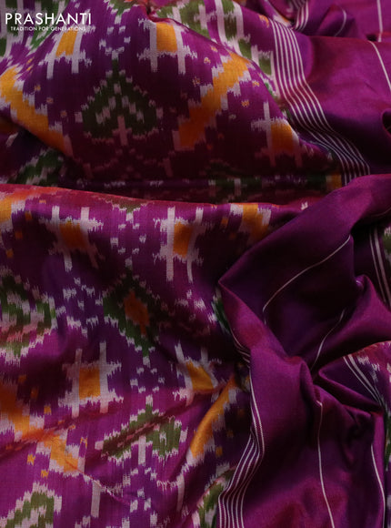 Pochampally silk saree purple with allover ikat weaves and simple border