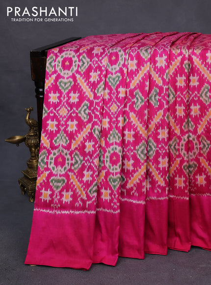 Pochampally silk saree pink with allover ikat weaves and simple border