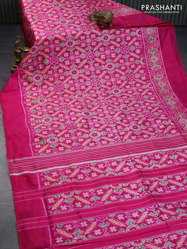 Pochampally silk saree pink with allover ikat weaves and simple border