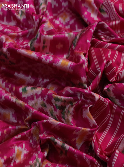 Pochampally silk saree pink with allover ikat weaves and simple border