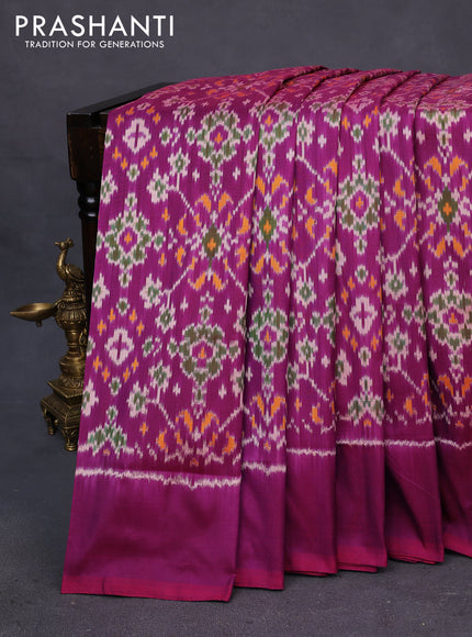 Pochampally silk saree purple with allover ikat weaves and simple border