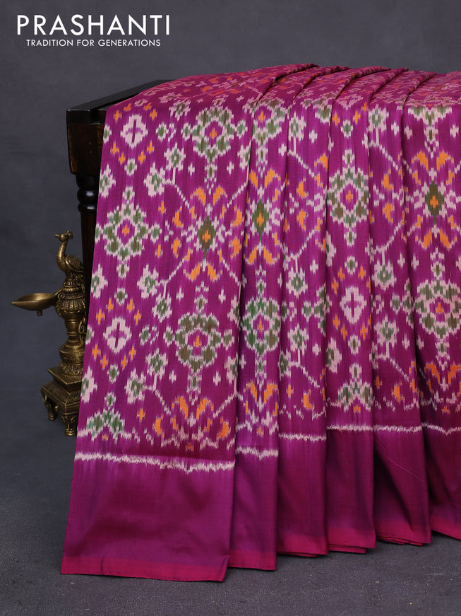 Pochampally silk saree purple with allover ikat weaves and simple border