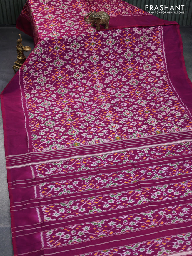 Pochampally silk saree purple with allover ikat weaves and simple border