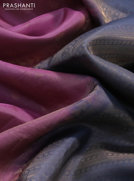 Kanchipuram soft silk saree light pink and grey with allover zari woven butta weaves and zari woven border