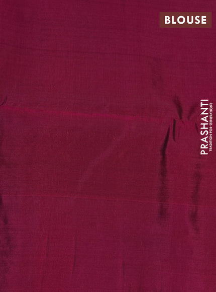 Kanchipuram soft silk saree green and dark magenta pink with allover zari woven brocade weaves and zari woven border