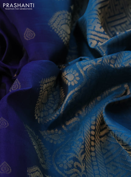 Kanchipuram soft silk saree blue and cs blue with zari woven buttas and zari woven border