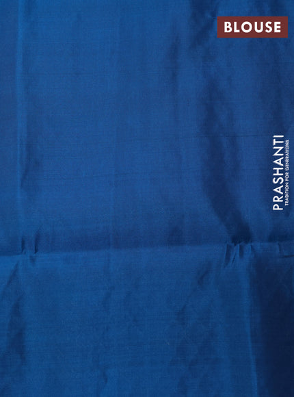 Kanchipuram soft silk saree rosy brown and cs blue with allover zari woven brocade weaves and zari woven border