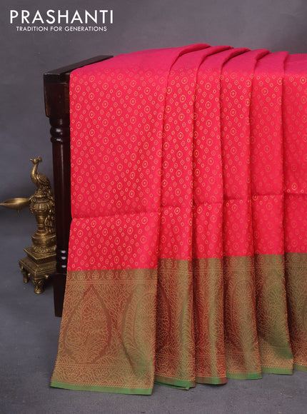 Kanchipuram soft silk saree reddish pink and dual shade of greenish red with allover zari woven buttas and rich zari woven border