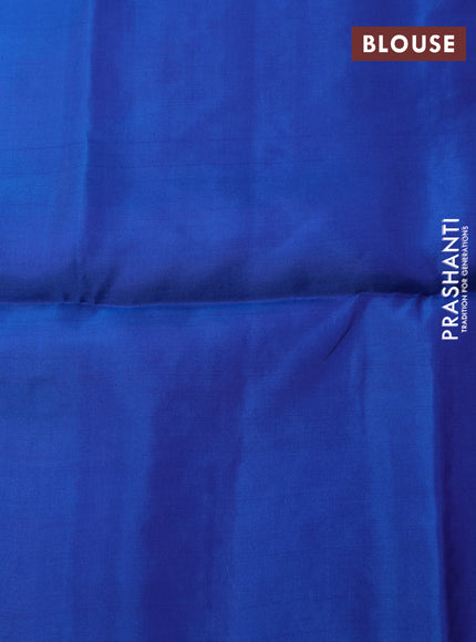 Kanchipuram soft silk saree dual shade of purple and dual shade of blue with allover zari woven buttas and rich zari woven border