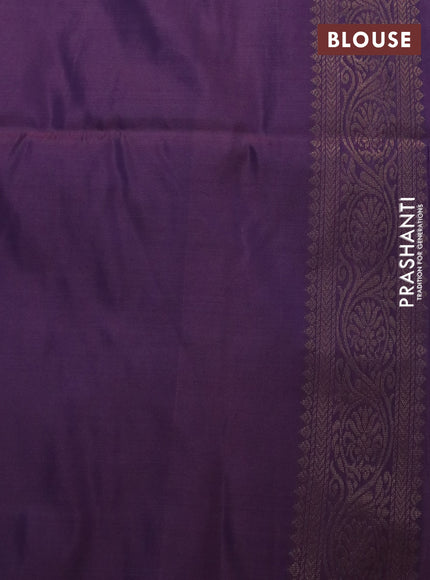 Kanchipuram soft silk saree blue shade and dual shade of mild purple with box type zari woven buttas and zari woven butta border