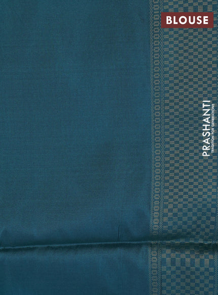 Kanchipuram soft silk saree pastel green and peacock green with allover zari weaves in borderless style