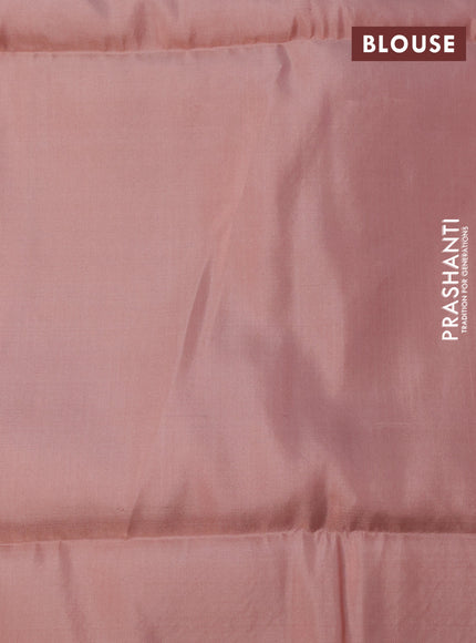 Kanchipuram soft silk saree pink and mild peach shade with allover zari woven brocade weaves in borderless style