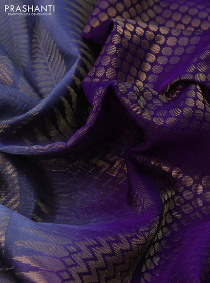 Kanchipuram soft silk saree grey and violet with allover zari woven butta weaves and zari woven border