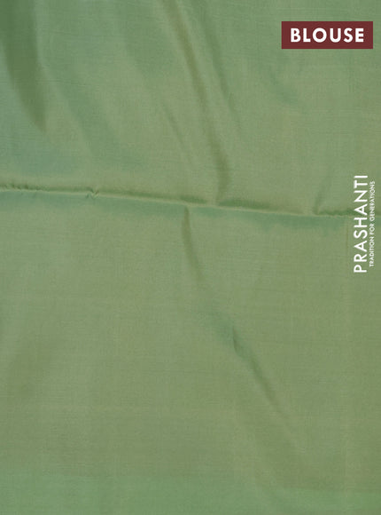 Kanchipuram soft silk saree teal green shade and pastel green with allover zari weaves in borderless style