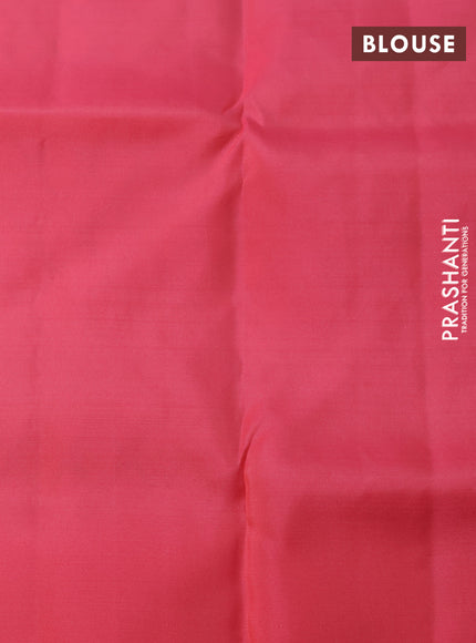 Kanchipuram soft silk saree peach shade and peach pink with allover zari weaves and simple border