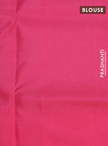 Kanchipuram soft silk saree pink and candy pink with allover zari weaves and simple border