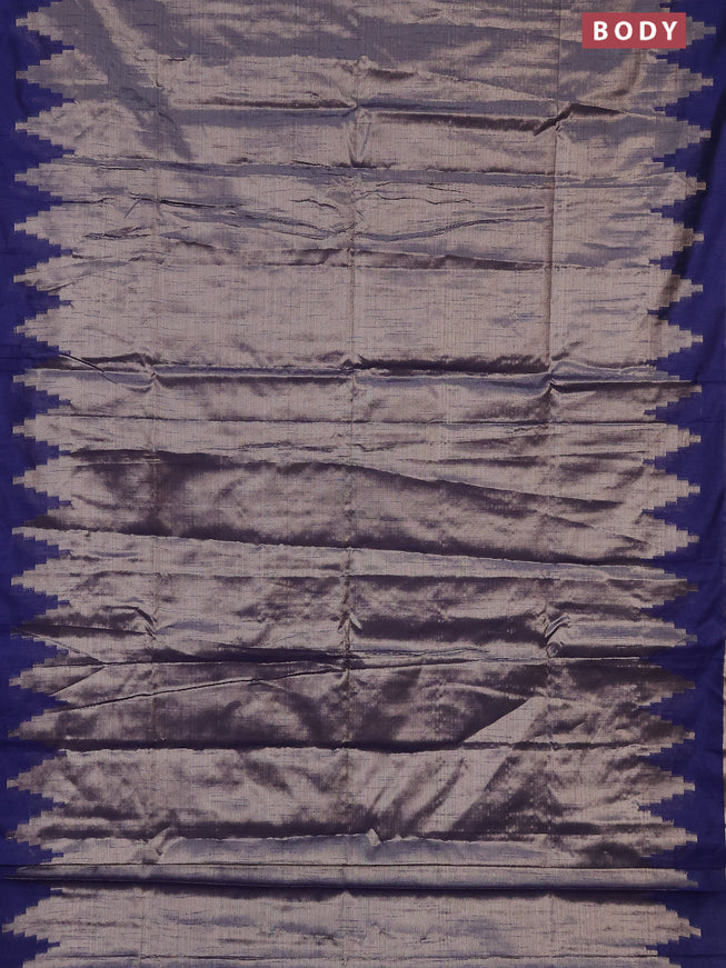 Banarasi matka tissue saree blue with plain body and long temple design zari woven border