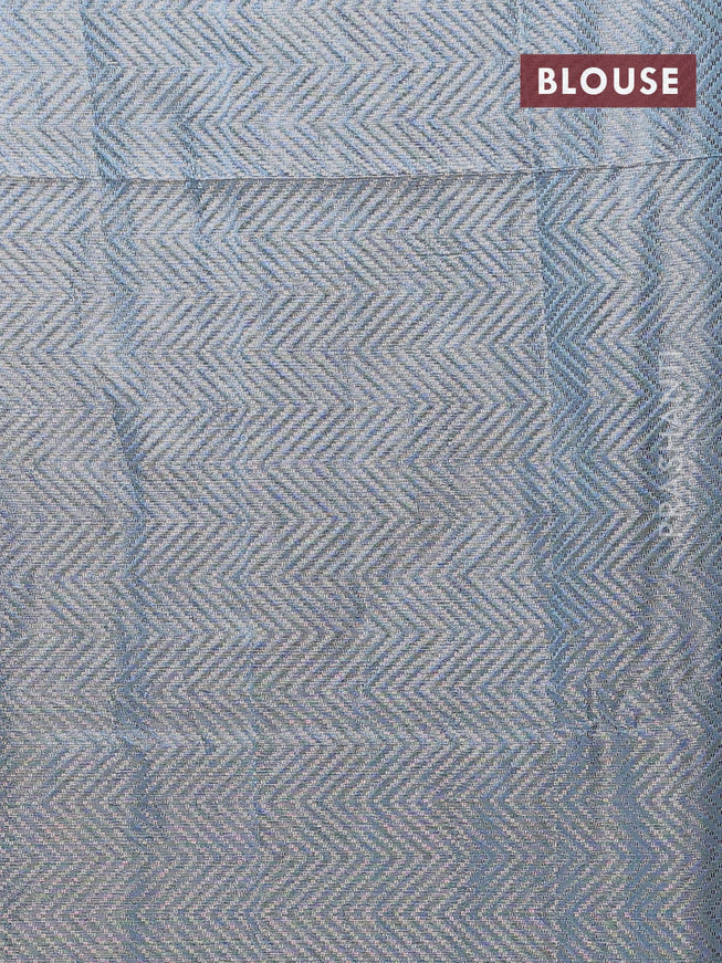 Banarasi matka tissue saree pastel blue with plain body and long temple design zari woven border