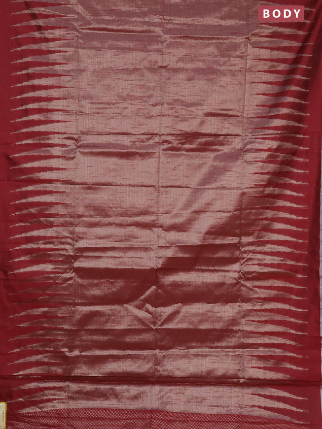 Banarasi matka tissue saree maroon with plain body and long temple design zari woven border