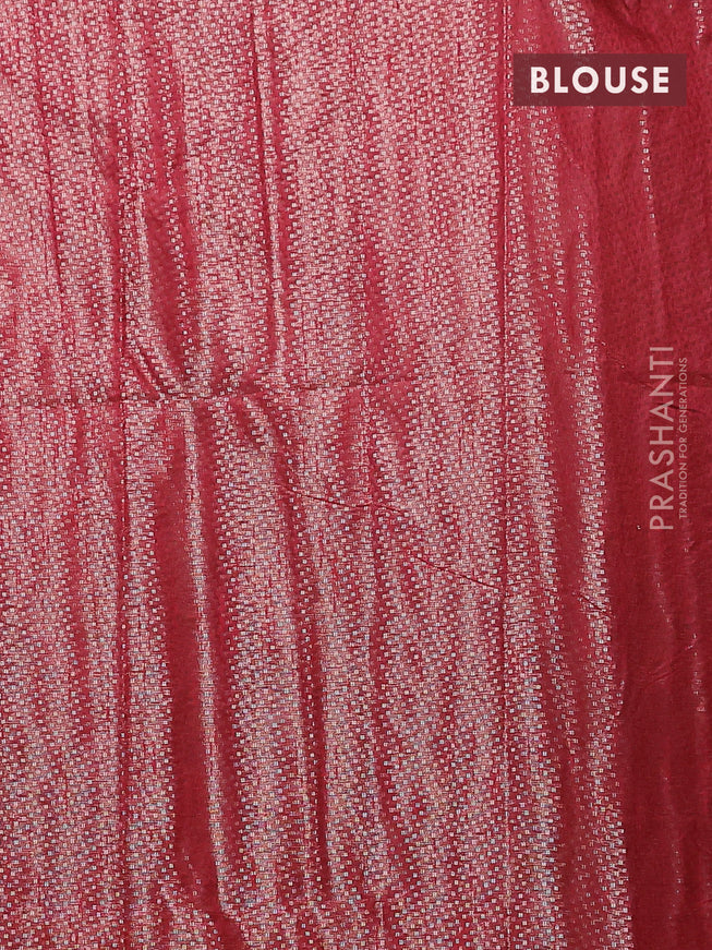 Banarasi matka tissue saree maroon with plain body and long temple design zari woven border