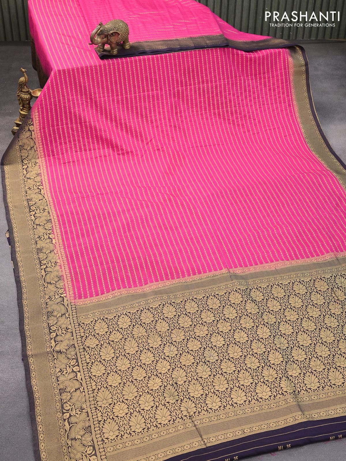 Khaddi Georgette Banarasi Saree - Water Zari – The Crafts Banaras