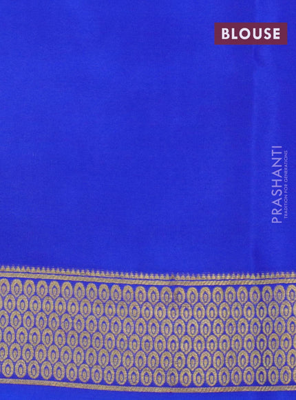 Pure mysore silk saree teal blue shade and royal blue with allover zig zag prints and zari woven border