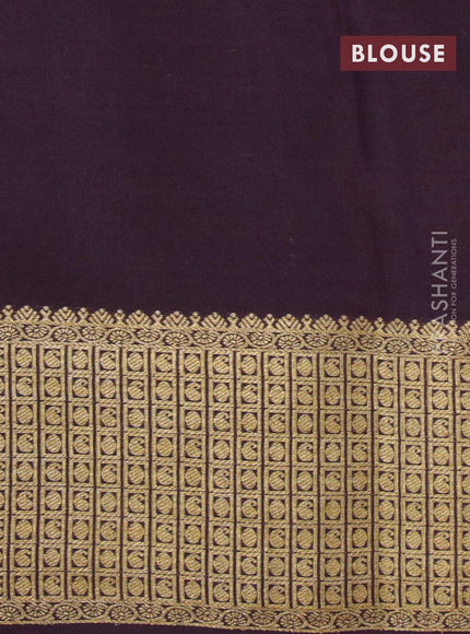 Pure mysore silk saree violet shade and wine shade with allover zari weaves & buttas and zari woven border