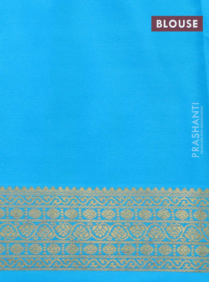 Pure mysore silk saree yellow and light blue with allover zari woven buttas and zari woven border