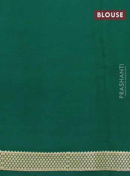 Pure mysore silk saree green with allover zari woven checked pattern and zari woven border