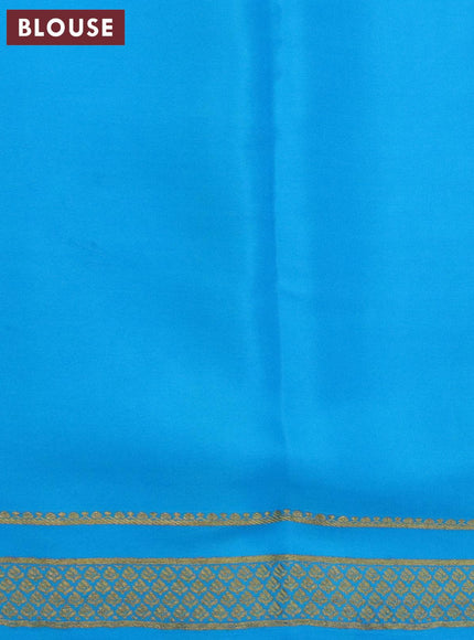 Pure mysore silk saree light blue with allover zari woven checked pattern and zari woven border