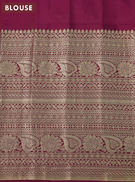 Pure gadwal silk saree light blue and dark magenta pink with zari woven buttas and zari woven border