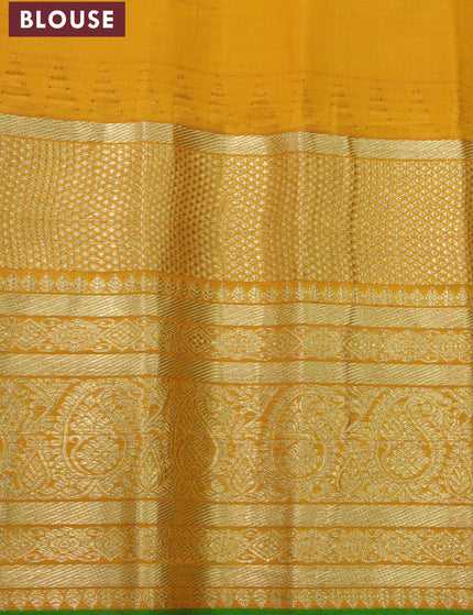 Pure gadwal silk saree cs blue and yellow with zari woven buttas and long zari woven border